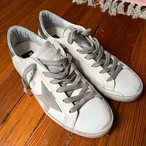Golden Goose Womens super star sneakers with silver heel tab.  Like new. Size 39